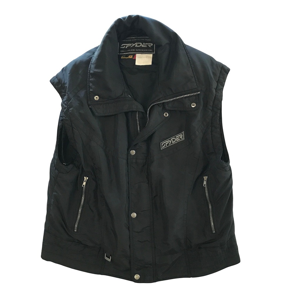 Spyder Entrant GII Ski Vest Mens Black Full Zip Embroidered Logo Vintage Large